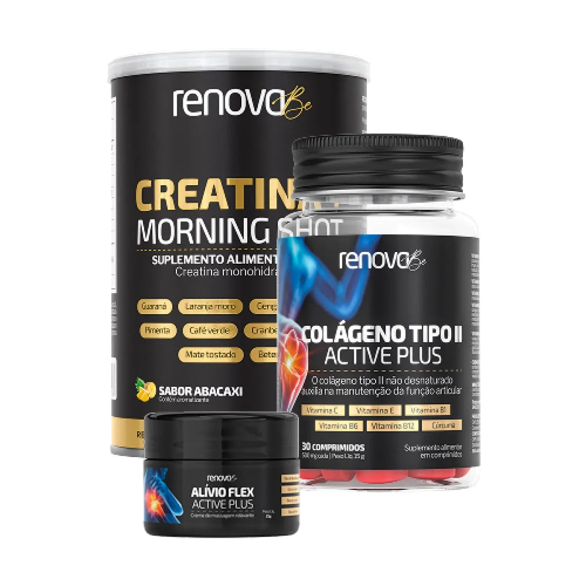 Kit Creatina Morning Shot + Colágeno Tipo 2 + Balm de Dores